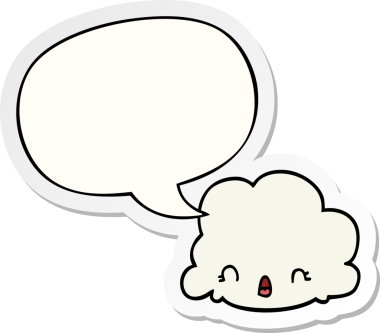 Bir insan tarafından çizilmiş balon çıkartmalı çizgi film bulutu.