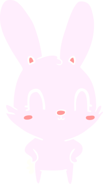 Bir insan tarafından çizilmiş düz renk çizgi film tavşanı.