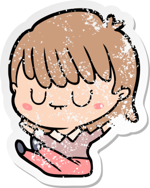 Bir insan tarafından çizilmiş karikatür bir kadının sıkıntılı çıkartması.