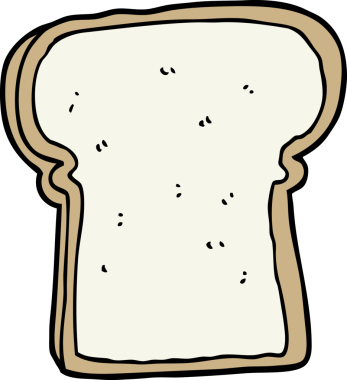 Bir insan tarafından çizilmiş bir ekmek dilimi.