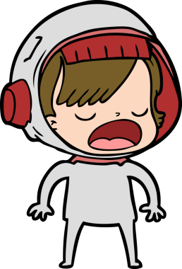 Karikatür astronot kadın bir insan tarafından çizilmiş.