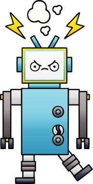 Bir insan tarafından çizilmiş bir robotun gölgelenmiş çizimi