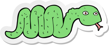 Bir insan tarafından çizilmiş komik çizgi film yılanının çıkartması.