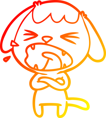 Bir insan tarafından çizilmiş sevimli bir köpeğin sıcak çizgi çizgisi.