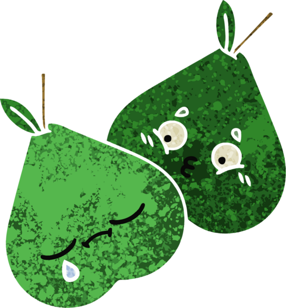 Bir insan tarafından çizilmiş armutun retro çizim tarzı karikatürü