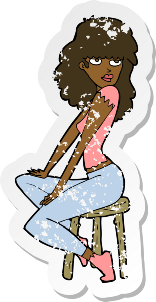 Bir insan tarafından çizilmiş bir karikatür kadının gerilimli çıkartması.