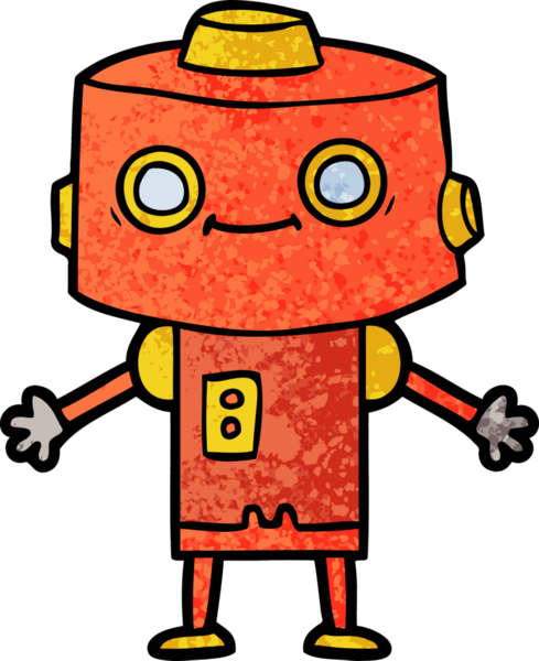 Bir insan tarafından çizilmiş çizgi film robotu