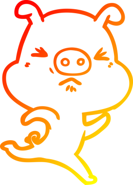 Bir insan tarafından çizilmiş kızgın bir domuzun sıcak çizgi çizimi.