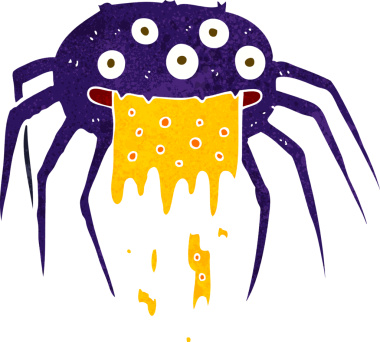 Bir insan tarafından çizilmiş iğrenç cadılar bayramı örümceği.