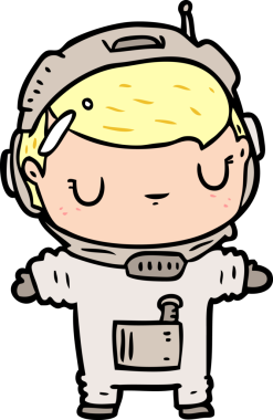 Bir insan tarafından çizilmiş sevimli astronot çizgi filmi.