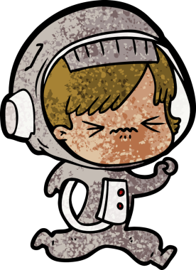 Bir insan tarafından çizilmiş astronot kadın.