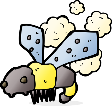 Bir insan tarafından çizilmiş çizgi film arısı.