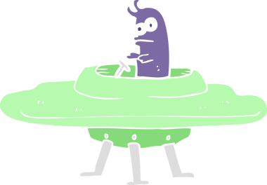 Bir insan tarafından çizilen uçan dairenin düz renk çizimi