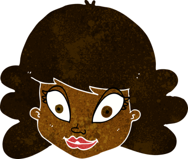 Bir insan tarafından çizilmiş mutlu kadın yüzü.