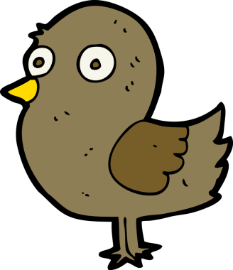 Bir insan tarafından çizilmiş çizgi film kuşu.