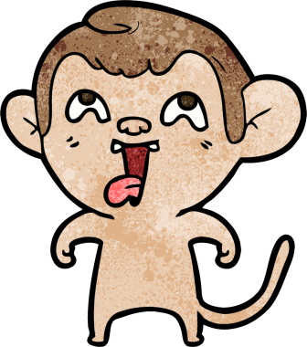 Bir insan tarafından çizilmiş çılgın çizgi film maymunu