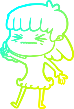 Bir insan tarafından çizilmiş kızgın bir kızın soğuk çizgi çizimi.