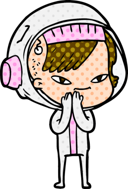 Bir insan tarafından çizilmiş astronot kadın.