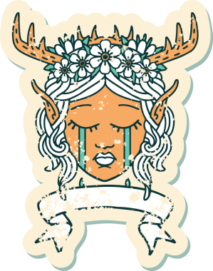 Retro Dövme Tarzı Elf Karakter Yüzü Bir insan tarafından çizilmiş pankartıyla