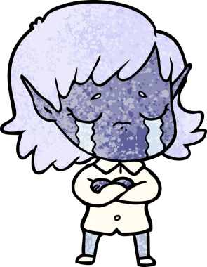 Bir insan tarafından çizilmiş ağlayan elf kızı.