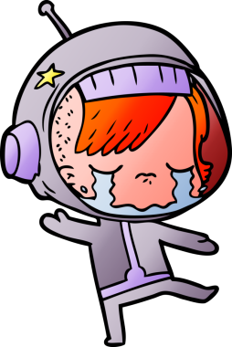 Bir insan tarafından çizilmiş ağlayan astronot kız.