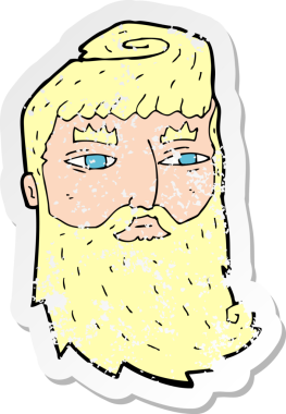 Bir insan tarafından çizilmiş sakallı bir karikatür çıkartması.