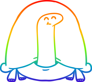 gökkuşağı gradyan çizgi çizimi bir insan tarafından çizilmiş bir kaplumbağa karikatürü