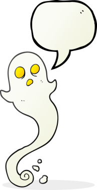 Bir insan tarafından çizilmiş serbest konuşma balonu cadılar bayramı hayaleti.