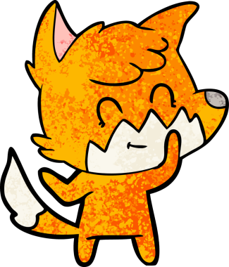 Bir insan tarafından çizilmiş çizgi film dostu tilki.