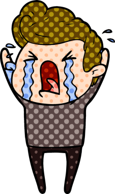 Bir insan tarafından çizilmiş ağlayan bir karikatür.