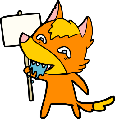 Bir insan tarafından çizilmiş tilki çizgi film karakteri