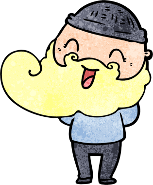 Bir insan tarafından çizilmiş mutlu sakallı adam.