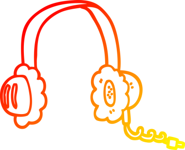 Bir insan tarafından çizilmiş bir müzik kulaklığının sıcak çizgi çizimi