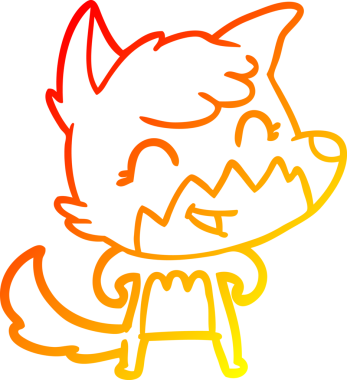 Bir insan tarafından çizilmiş mutlu bir tilkinin sıcak çizgi çizimi