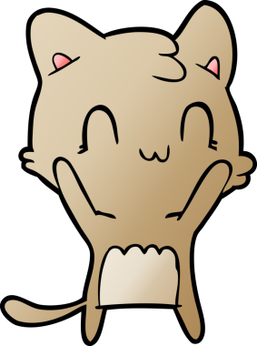 Bir insan tarafından çizilmiş mutlu bir kedi.