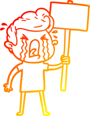 Bir insan tarafından çizilmiş, ağlayan bir çizgi film karakteri.