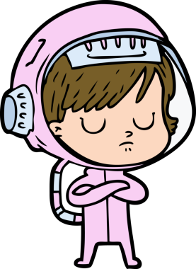 Bir insan tarafından çizilmiş astronot kadın.