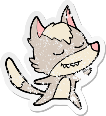 Bir insan tarafından çizilmiş dost canlısı bir kurt filminin sıkıntılı çıkartması.