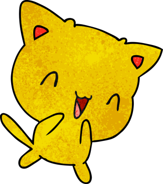 Bir insan tarafından çizilmiş kawaii kedisinin el yazısıyla çizilmiş çizgi filmi.