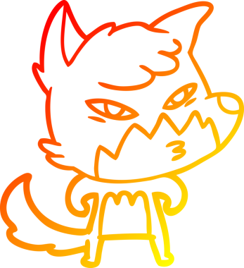 Bir insan tarafından çizilmiş akıllı bir tilkinin sıcak çizgi çizimi