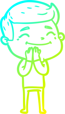 Bir insan tarafından çizilmiş mutlu bir çizgi film karakteri çizimi.