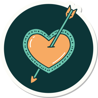 Bir insan tarafından çizilmiş ok ve kalp şeklinde dövme çıkartması.