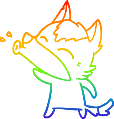 Uluyan bir kurt çizgi filminin gökkuşağı gradyanı insan tarafından çizilmiş.