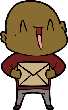 Bir insan tarafından çizilmiş mutlu, kel adam.