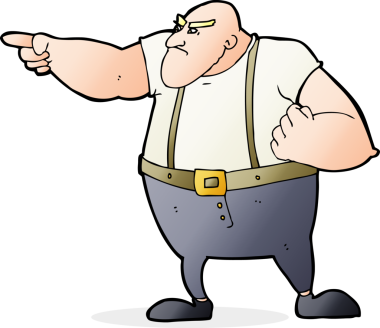 Bir insan tarafından çizilmiş kızgın sert adam çizgi filmi.