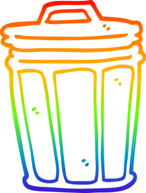 gökkuşağı gradyan çizgi çizimi bir insan tarafından çizilmiş çöp tenekesi