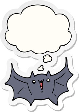 çizgi film mutlu vampir yarasa düşünce baloncuğu bir insan tarafından çizilmiş çıkartma