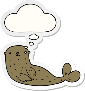 Düşünce baloncuklu karikatür mührü insan tarafından çizilmiş bir çıkartma.