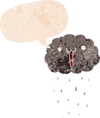 grunge 'da konuşma baloncuğu olan karikatür bulutu bir insan tarafından çizilmiş rahatsız edilmiş retro dokuma tarzı