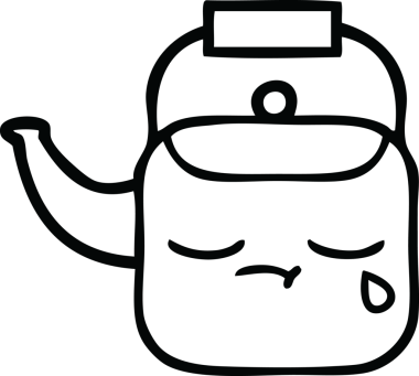 Bir insan tarafından çizilmiş bir çaydanlığın çizgi çizimi